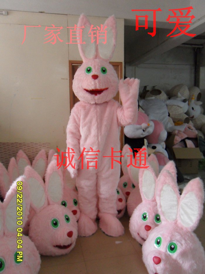 코스프레 의상 토끼 마스코트 의상 핑크 토끼 토끼 부활절 성인 사이즈 마스코트